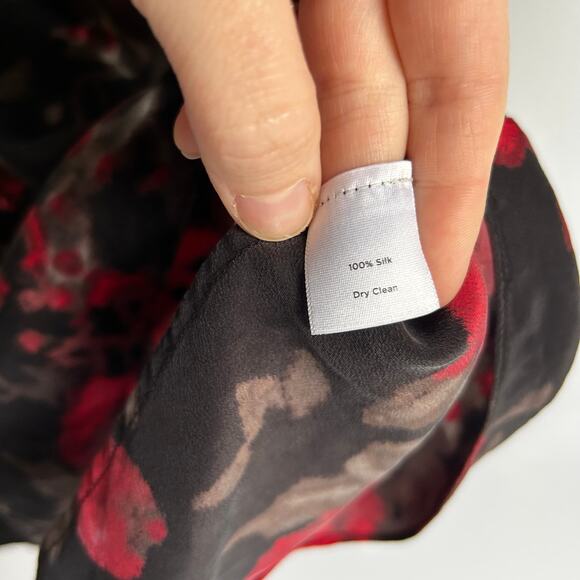 Vintage Talbots Silk Babydoll Y2K Top Whimsigoth Fairy Grunge Womens 4 Black Red - Picture 5 of 7